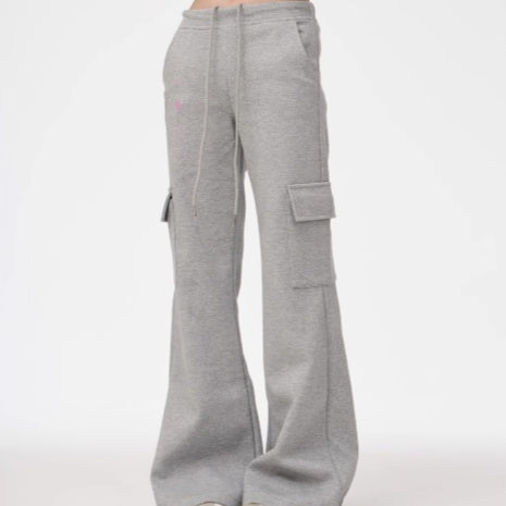 Gray Skinny Women's Wide Leg Leisure Sports Pants