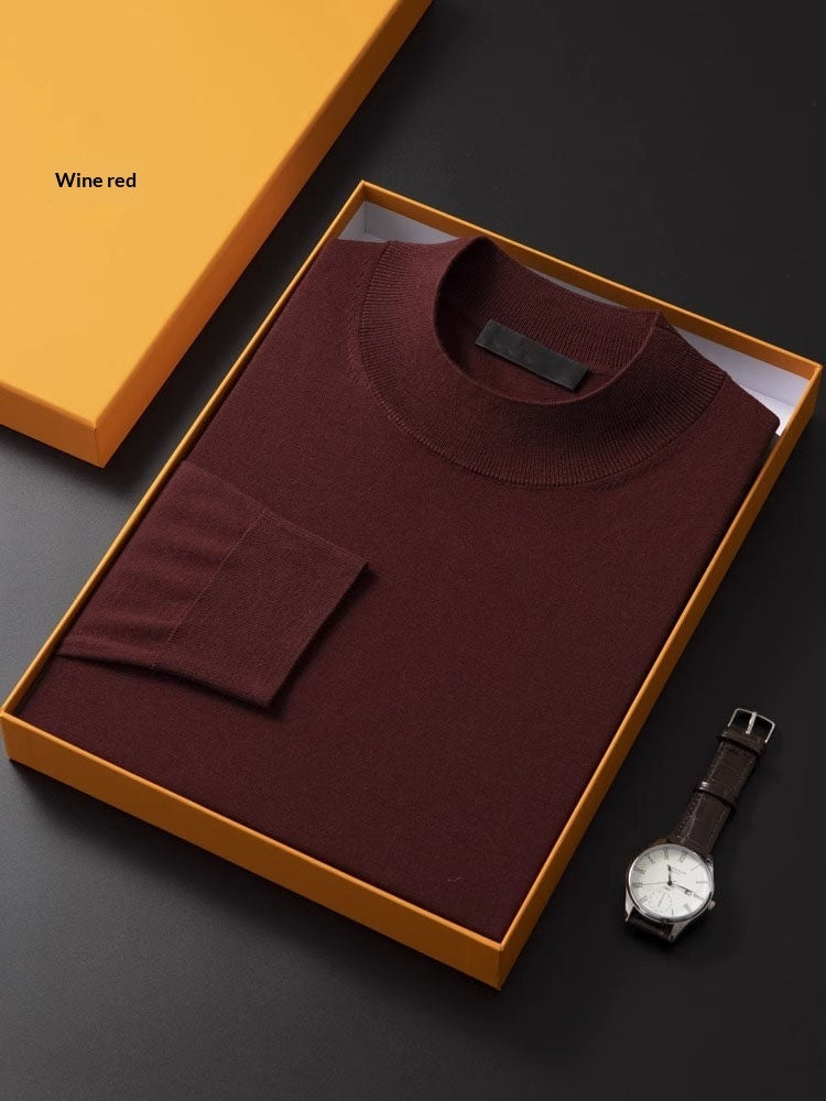 Mens Versatile Fine-knit Half-turtleneck Base Sweater