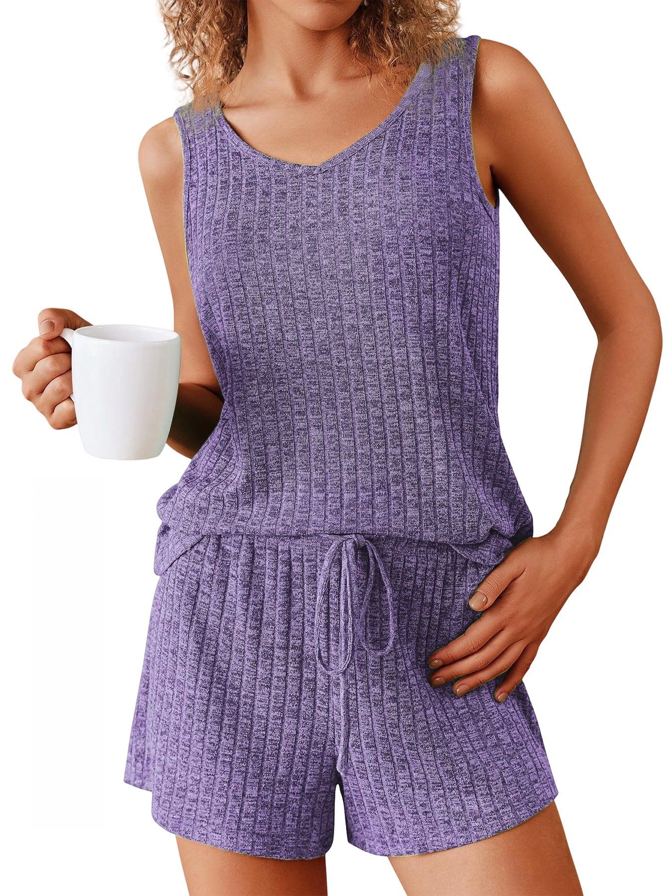 Summer New Solid Color Tank Top And Shorts Casual Fashion