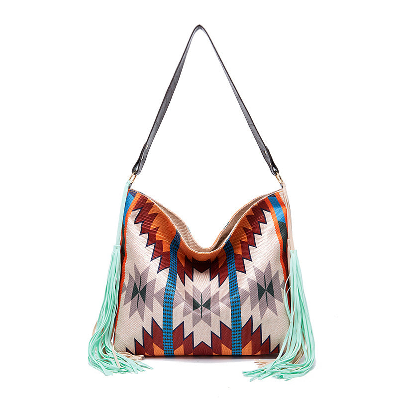 Retro Tassel Cotton And Linen Women's Bag Portable