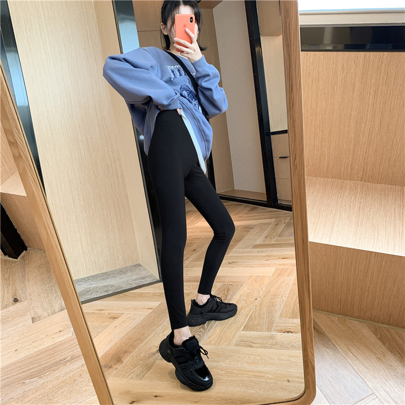 Black Shark Skin Leggings Women's Autumn Outer Wear