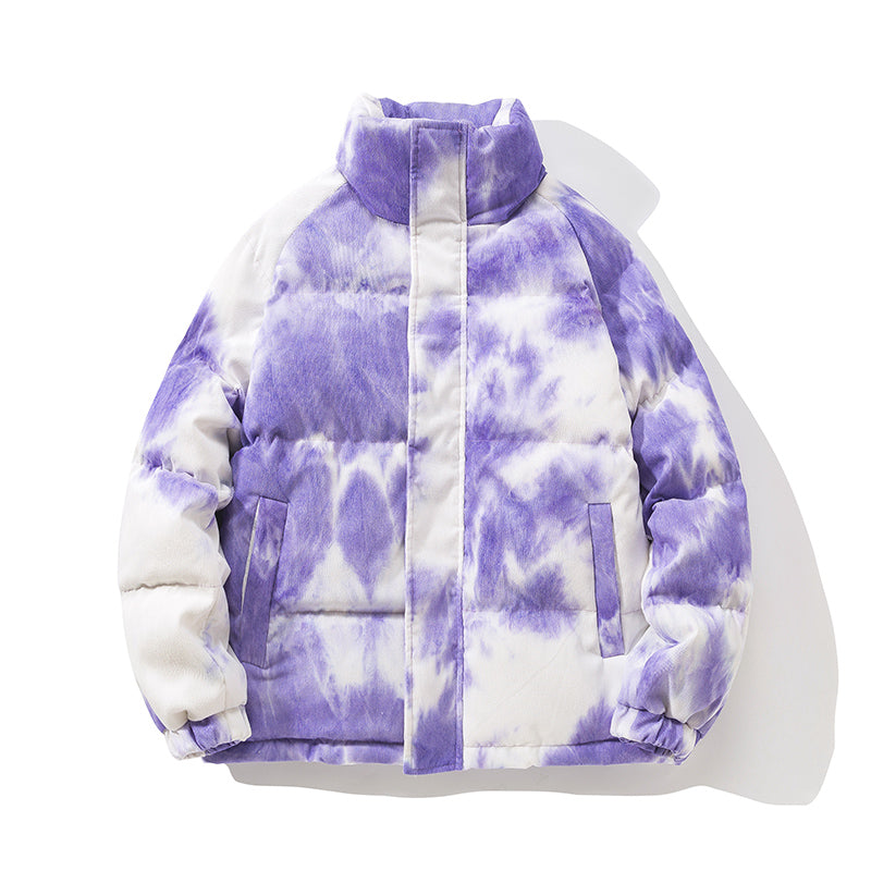 Męska zimowa kurtka sztruksowa z bawełny, barwiona tie-dye