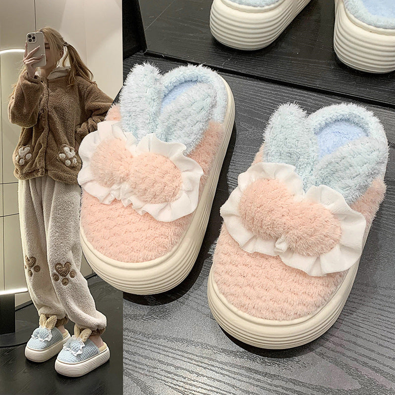 High Heel Cotton Slippers Women's Cartoon Cute Rabbit