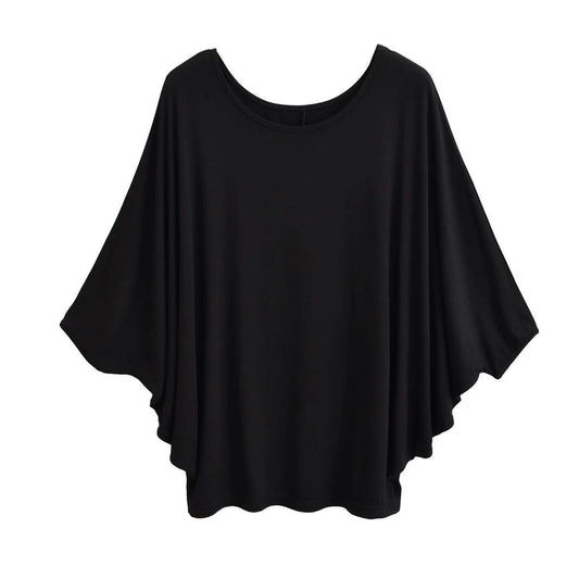 Idle Style Loose Large Silk Mask T-shirt Women's All-match Silk Color Batwing Sleeve Top