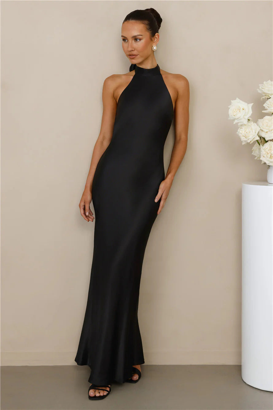 Womens Stylish Halter-neck Fitted Dress With Tie Details