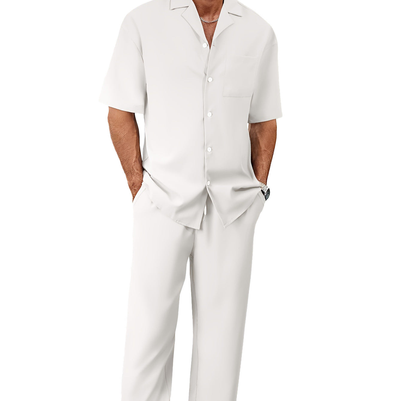 Lapel Short-sleeved Trousers Trendy Men's Clothing Suit