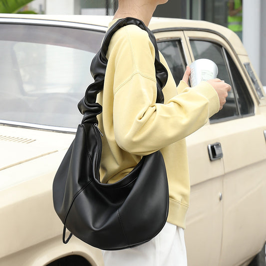 Women's Retro Fashion Solid Color Dumpling Shoulder Bag