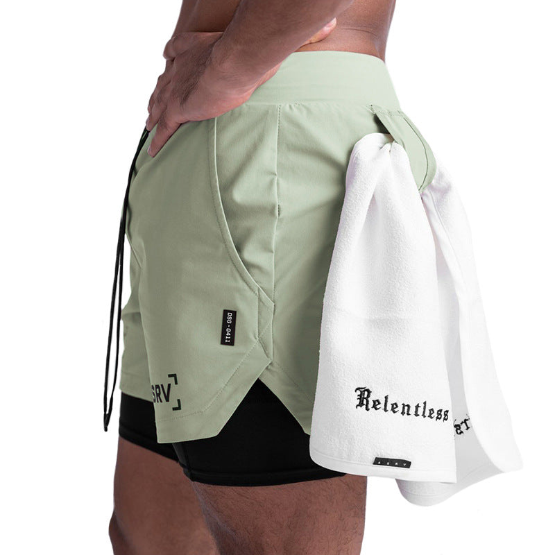 Outdoor Running Fitness Anti-exposure Double Layer Quick-drying Basketball Shorts