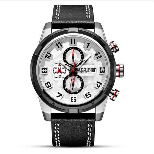 Multifunctional Sports Chronograph Leather Quartz Watch