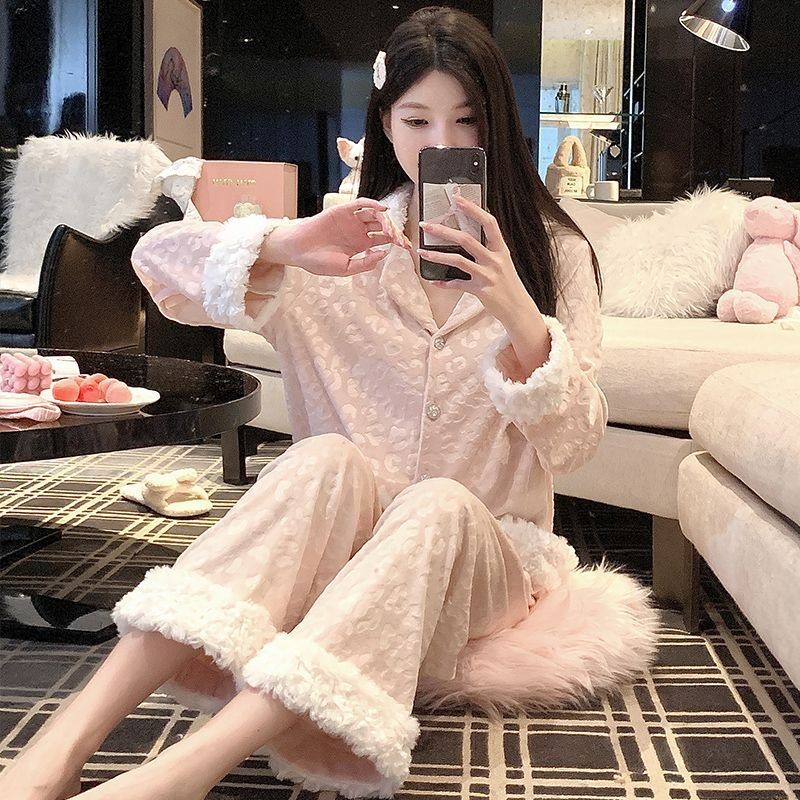 Solid-color Long-sleeve Casual Loungewear Set