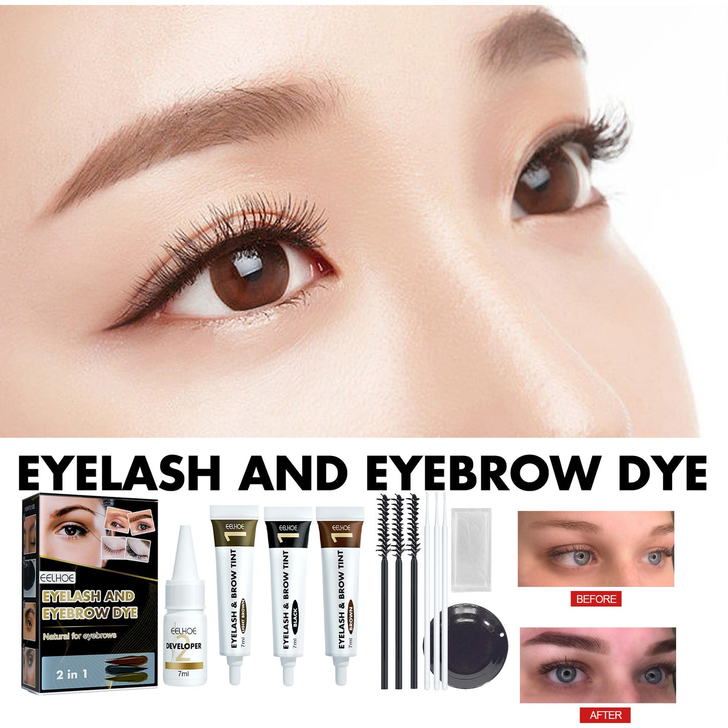 Two-in-one Eyelash Dyeing Suit Does Not Fade