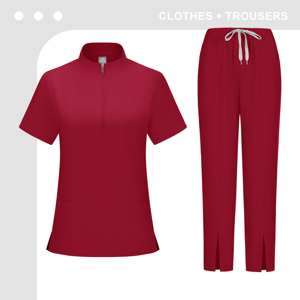Solid-color Scrub Suit For Women