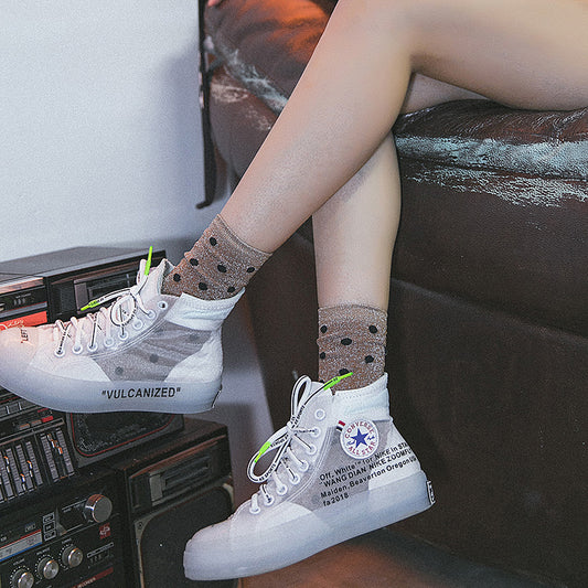 Japanese Women's Polka Dot Filigree Socks