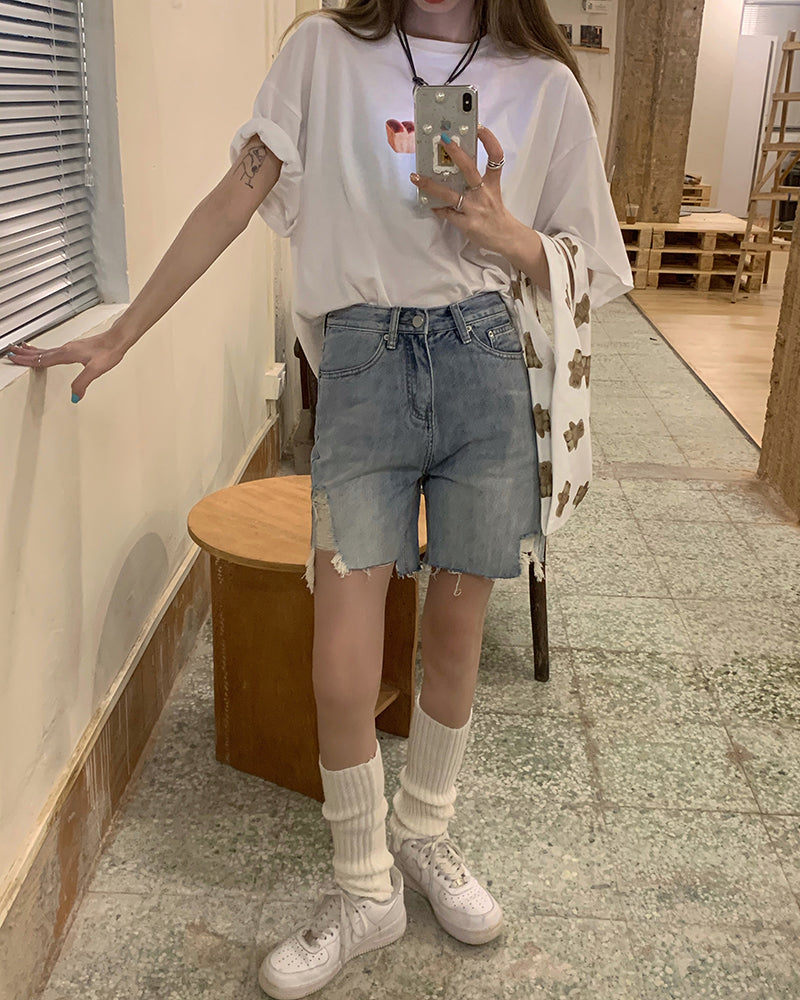 Women's Black Fashion Personality Ripped Jeans