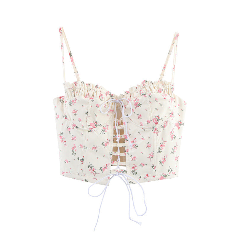 Two-color Sexy Lacing Fishbone Slim-fit Suspender Top