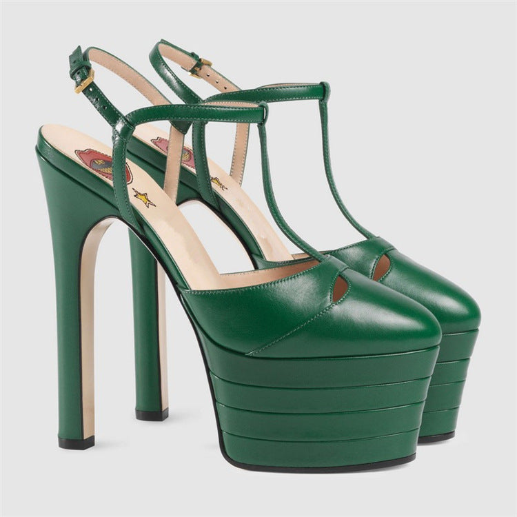 Women's Fashion Simple Fine High Heel Riveted Sandals