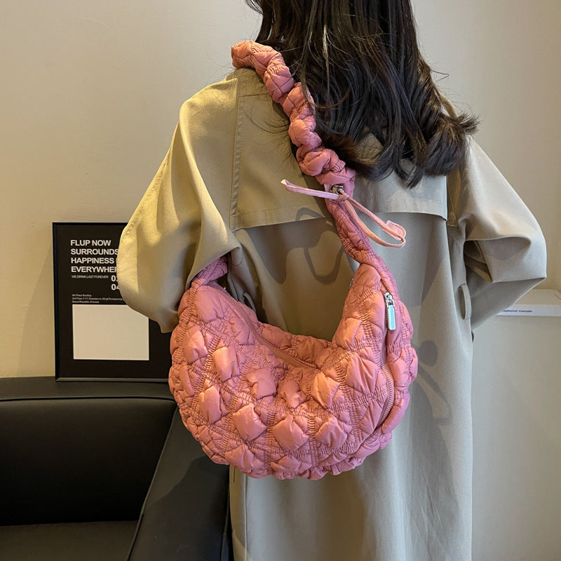 Niche Drawstring Shoulder Crossbody Pleated Cloud Bag