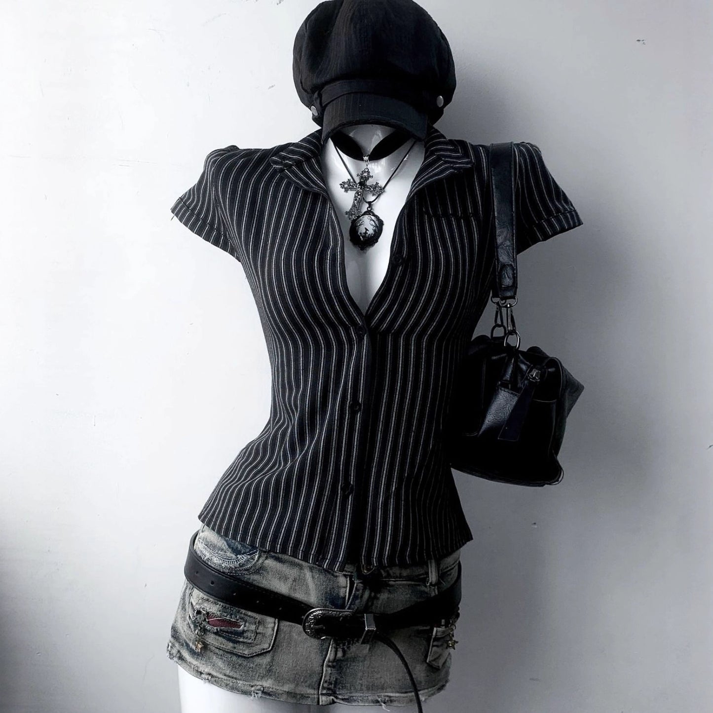 Slimming POLO-collar Button-up Cardigan With Short Sleeves
