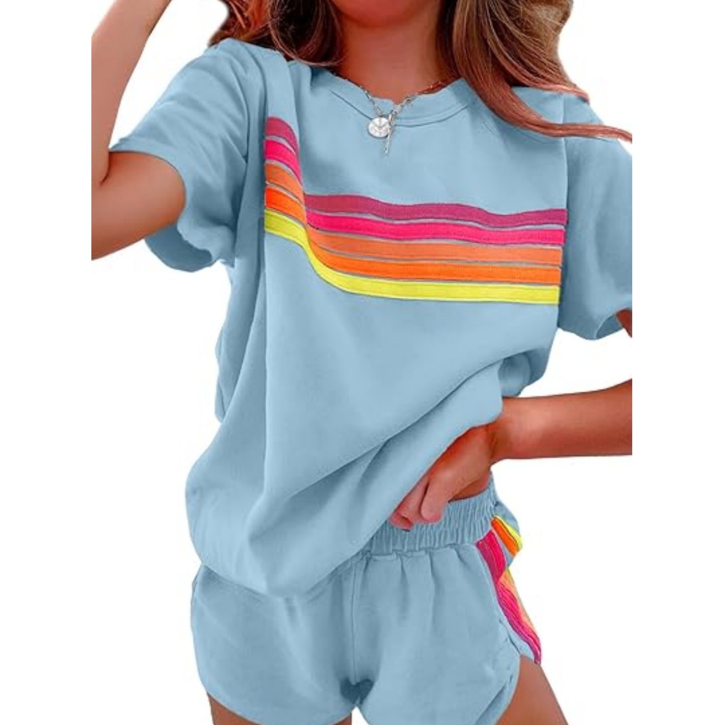 Simple Contrast Color Fashion Casual Set Women