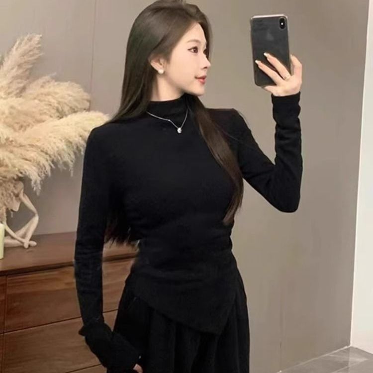 Luxury High-end Half-turtleneck Base Top For Women Perfect For Fall And Winter