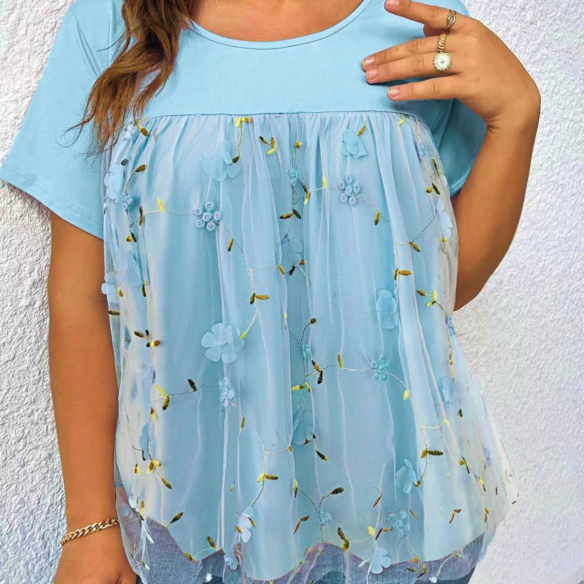Women's Lace Lace Stitching Coat T-shirt