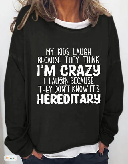 Large Size Sweater Round Neck Printed Letters Loose