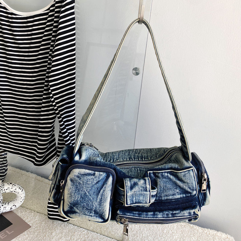 Niche Lokomotiv-stil Multifunktions Retro Denim Skuldertaske/Crossbody-taske
