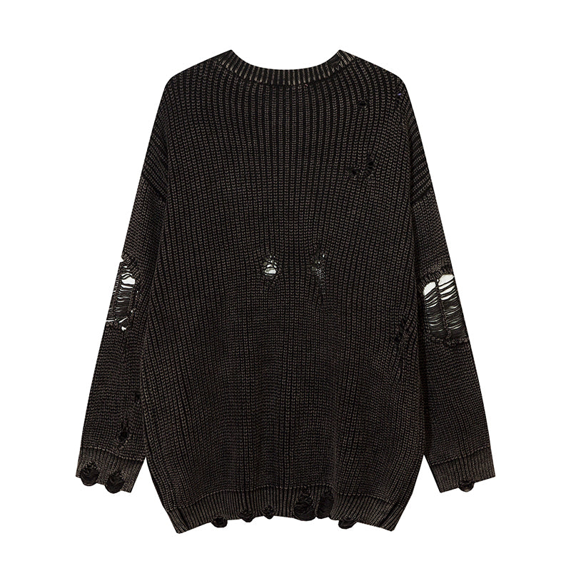 Idle Style Ripped Washed Distressed Pullover Sweater