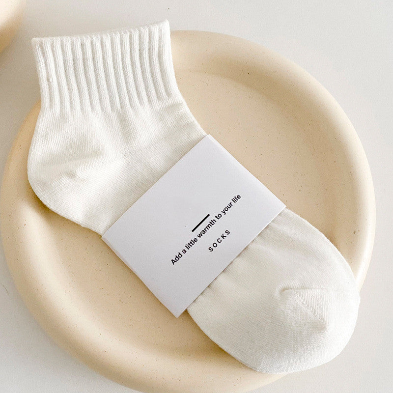 Simple Solid Color Women's Mid Tube Socks