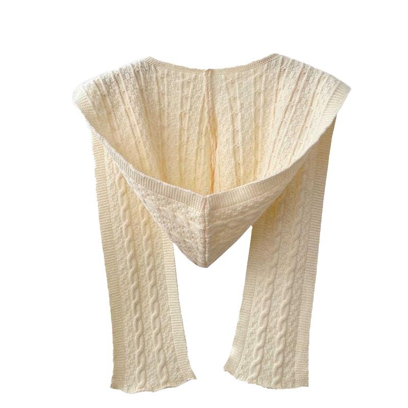 Spring And Autumn Internet Celebrity Shawl Hat Scarf Integrated Hooded Knitted