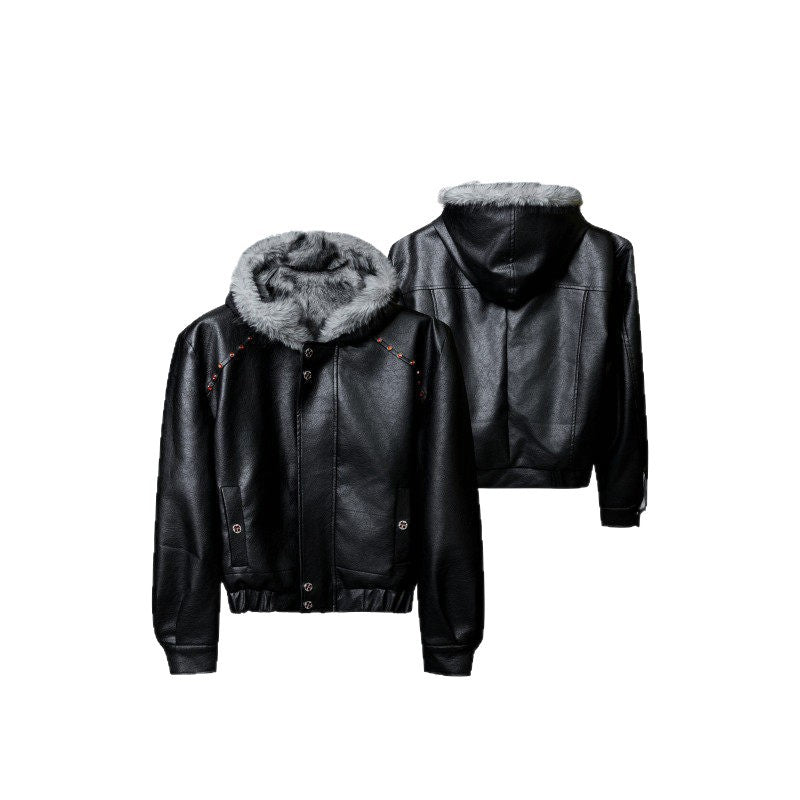 Men's Winter Padded Cotton Coat With Fleece Lining And Warm Fur Collar