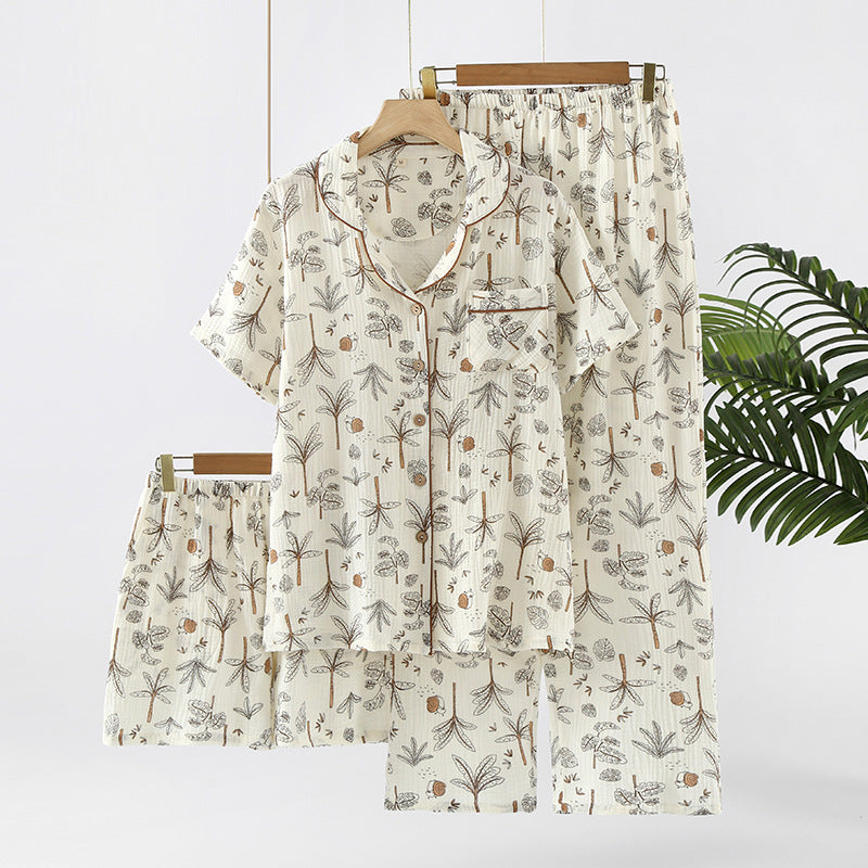 Women's Crepe Cotton Yarn Fashion Three-piece Set