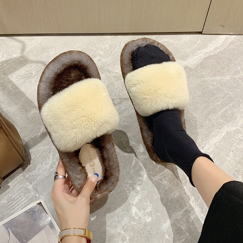 Women's New Flat Bottomed Casual Wool Slippers
