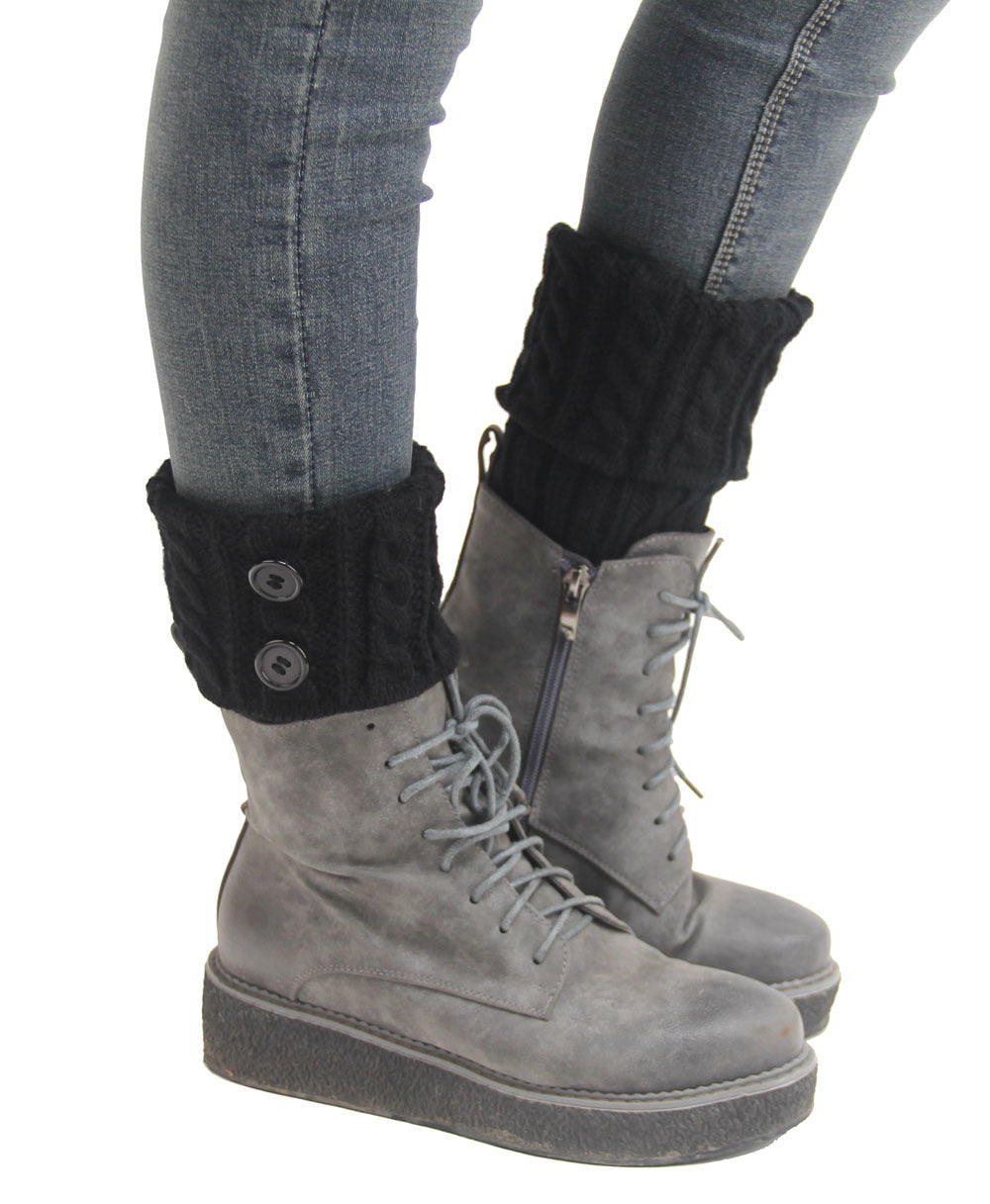Women's Knitted Wool Short Twist Flap Button Ankle Cover