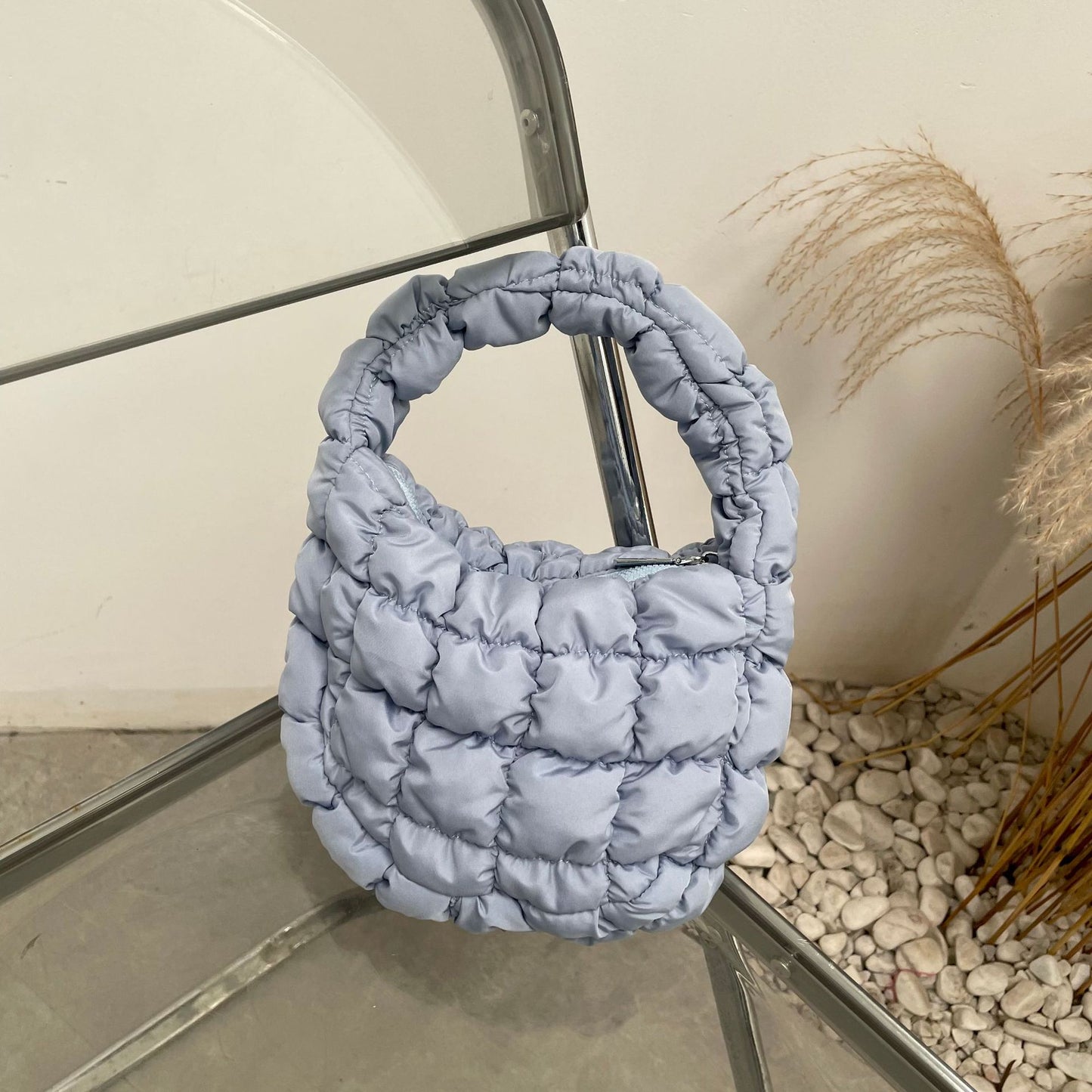 Pleated Plaid Cloud Pack Down Under Arms