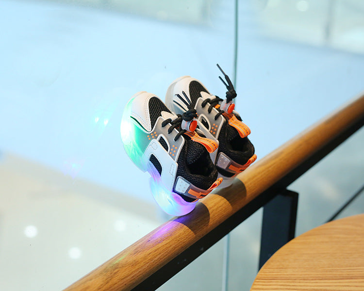 Children's 1-6 Years Old Mesh Surface Shoes Sports Shoes Athletic Shoe Laces Shoes With LED Light