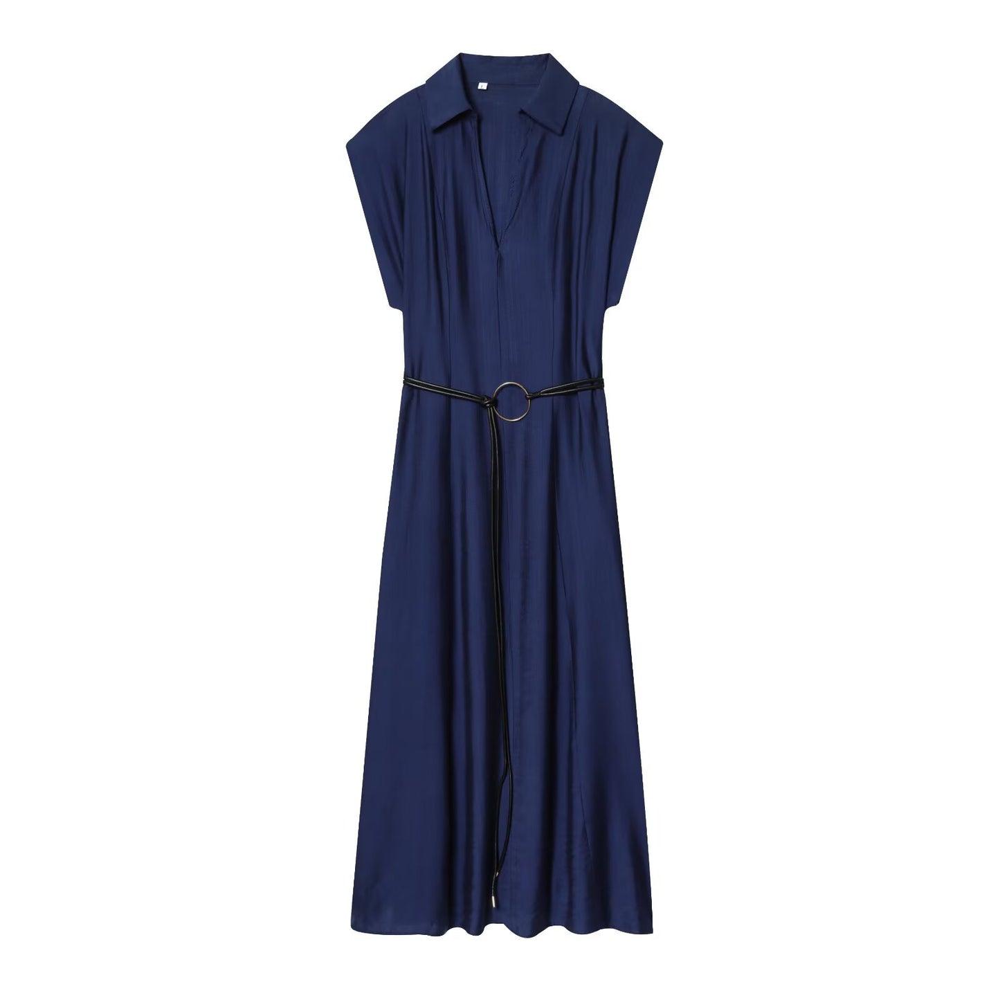 Slim Fit Waist Belt Jumpsuit Mid Length Dress