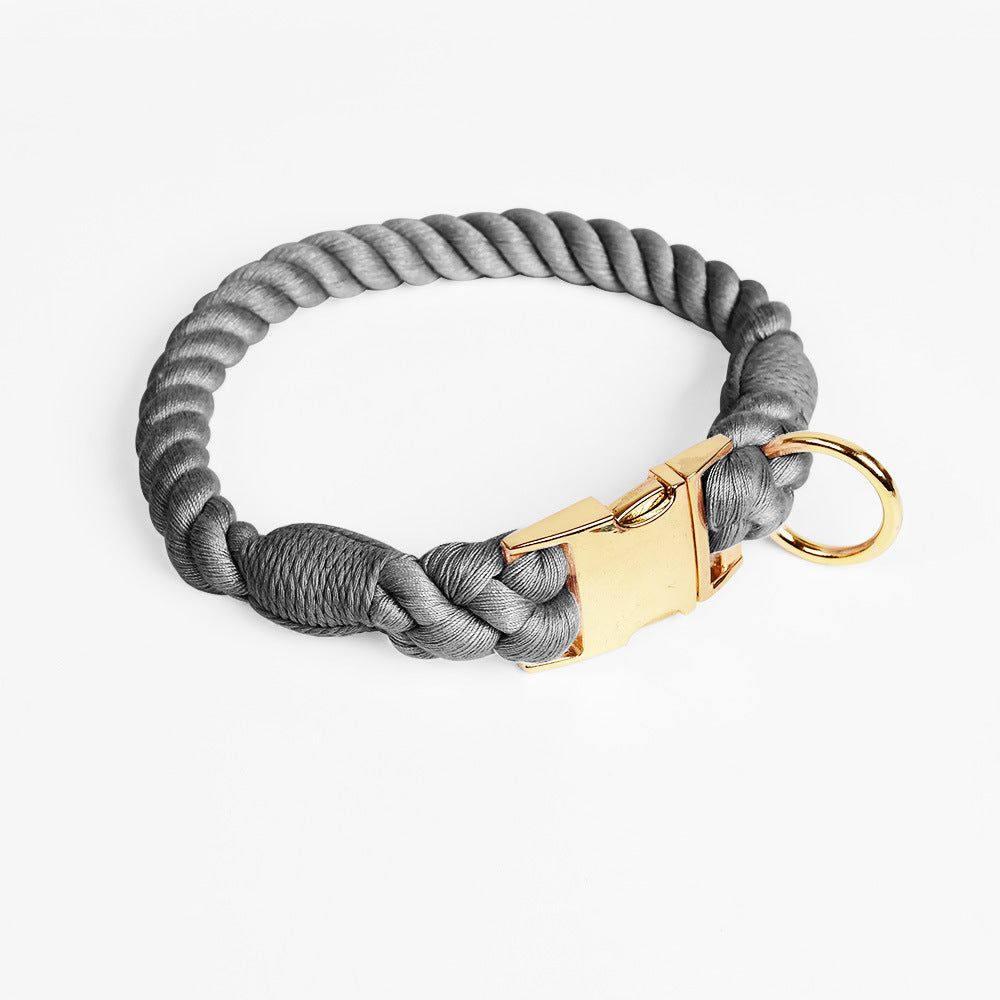 Woven Gradient Color Cotton String Dog Pet Traction Collar