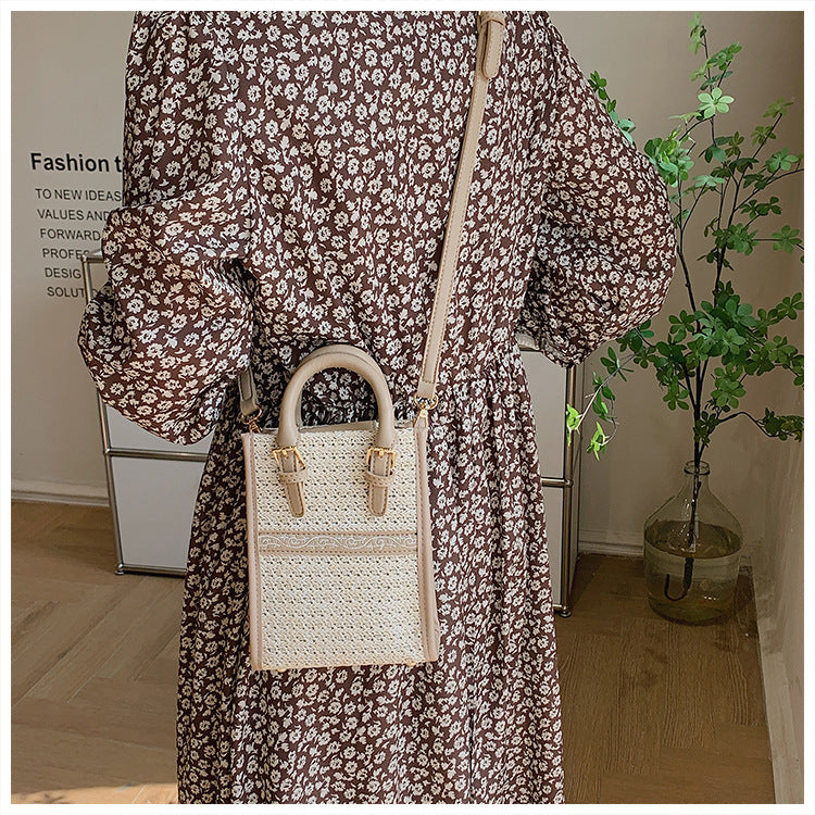 Ethnic Style One Shoulder Portable Straw Woven Bag
