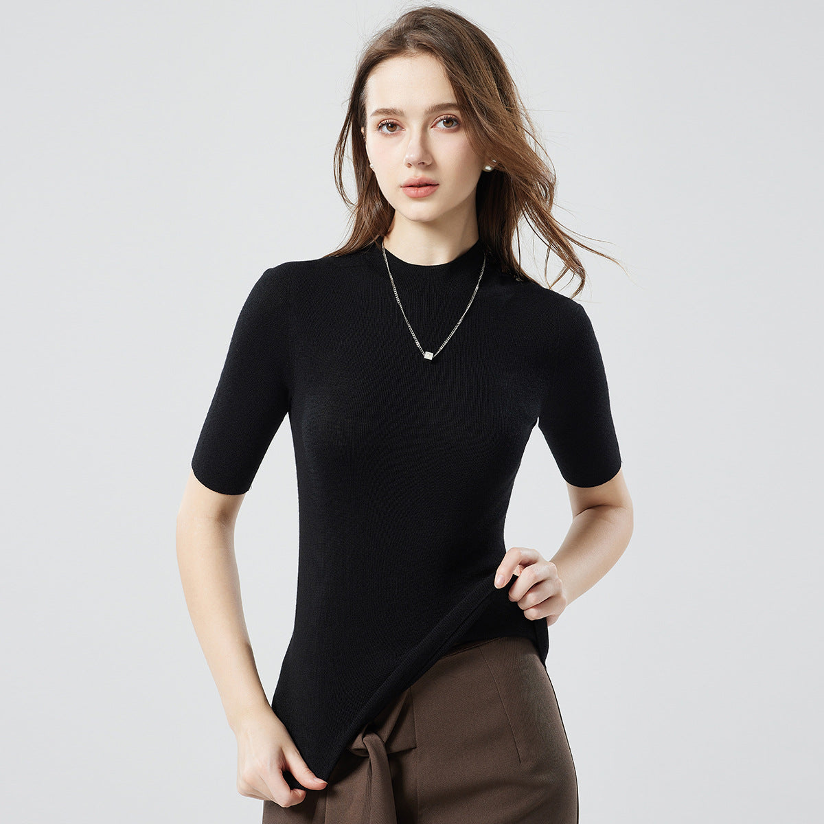 Pure Wool Half Turtleneck Bottoming Sweater