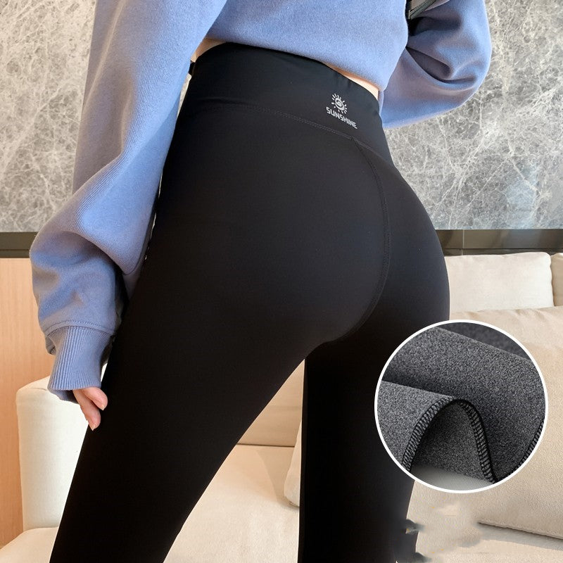 High-waisted Abdomen Stretch Tight-fitting Plus Velvet Thick Yoga Pants