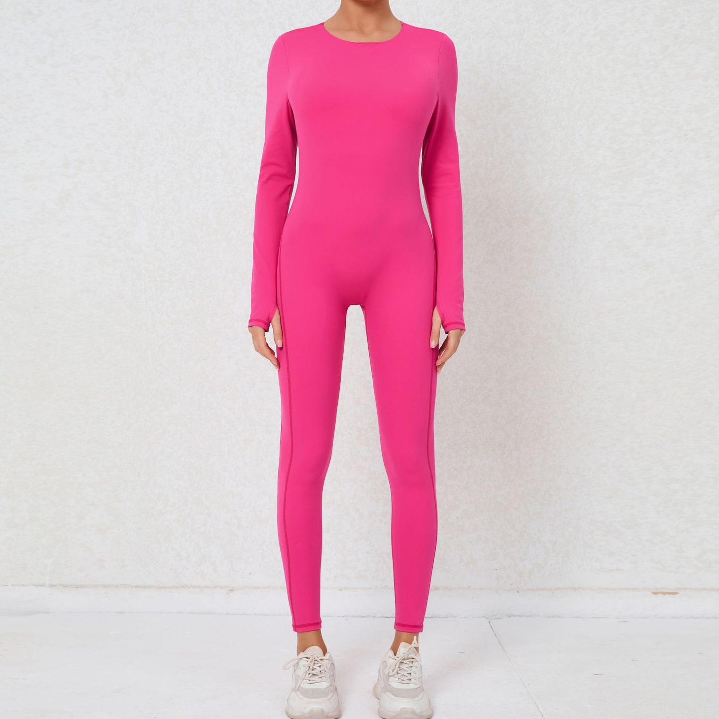 Finger Backless Nude Feel Long Sleeve Yoga Jumpsuit