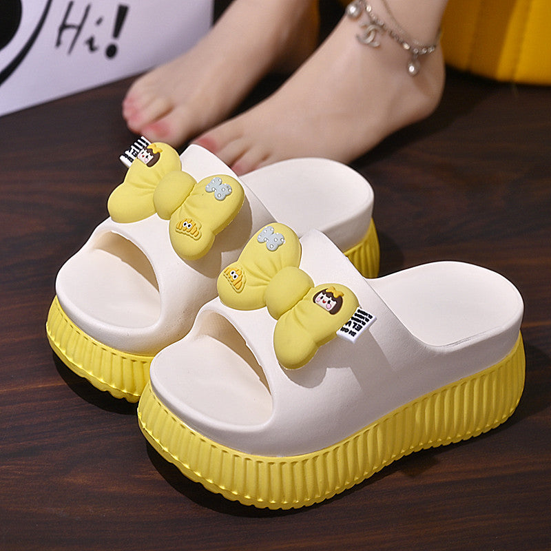 Summer Ladies Bow Fairy Style Thick Bottom Interior Home Bathroom Slippers
