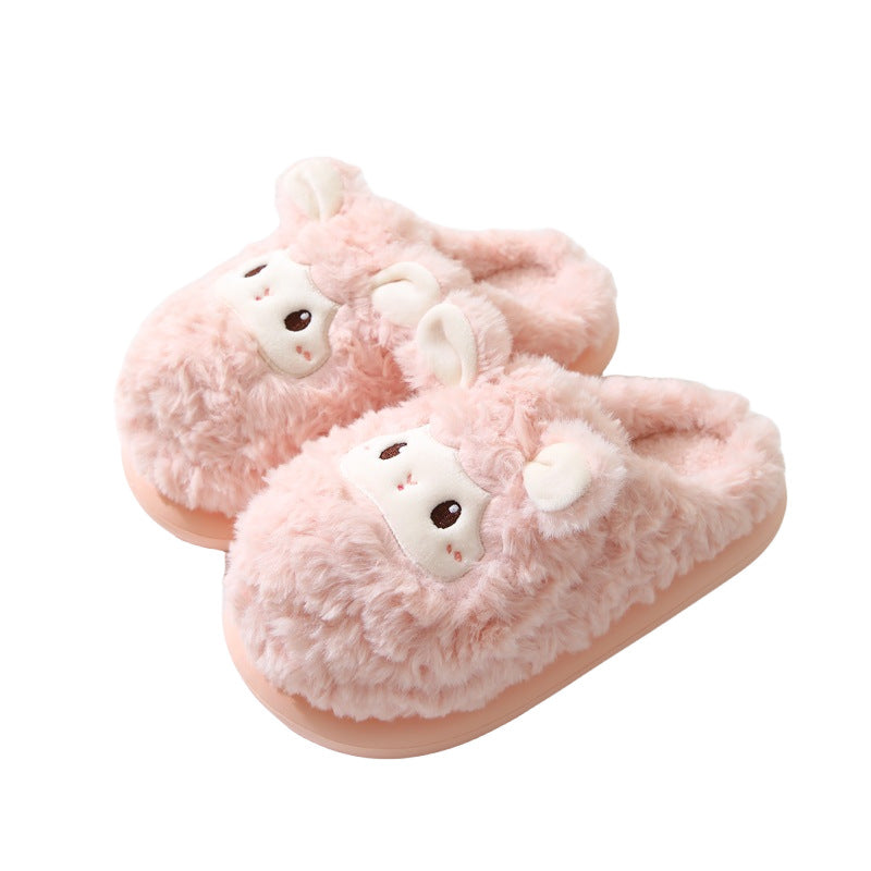 Cute Little Sheep Female Winter Interior Home Baotou Warm Non-slip Thick Bottom Plush Cotton Slippers