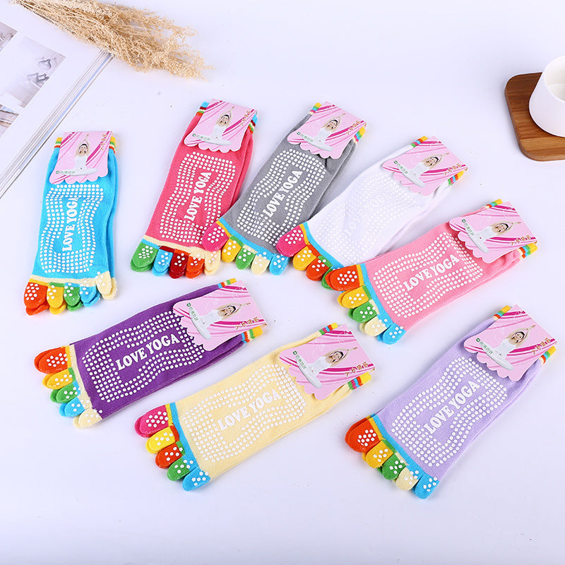 Women's Pure Cotton Dispensing Non-slip Yoga Five Finger Socks