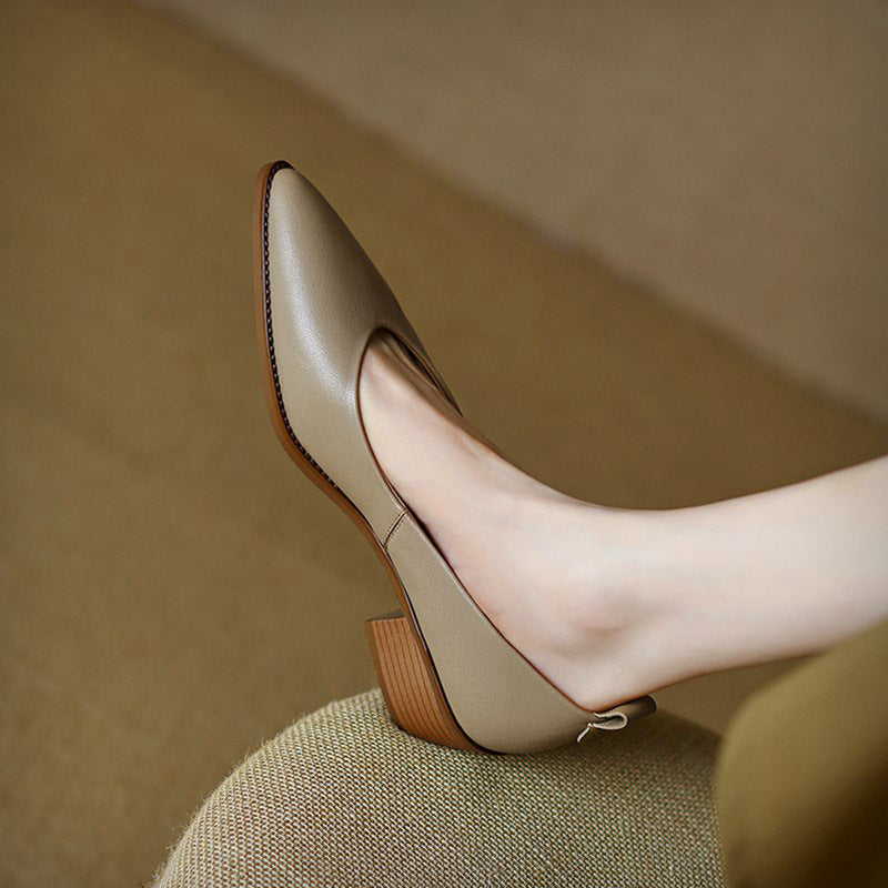 Womens Sheepskin Low-cut Heels