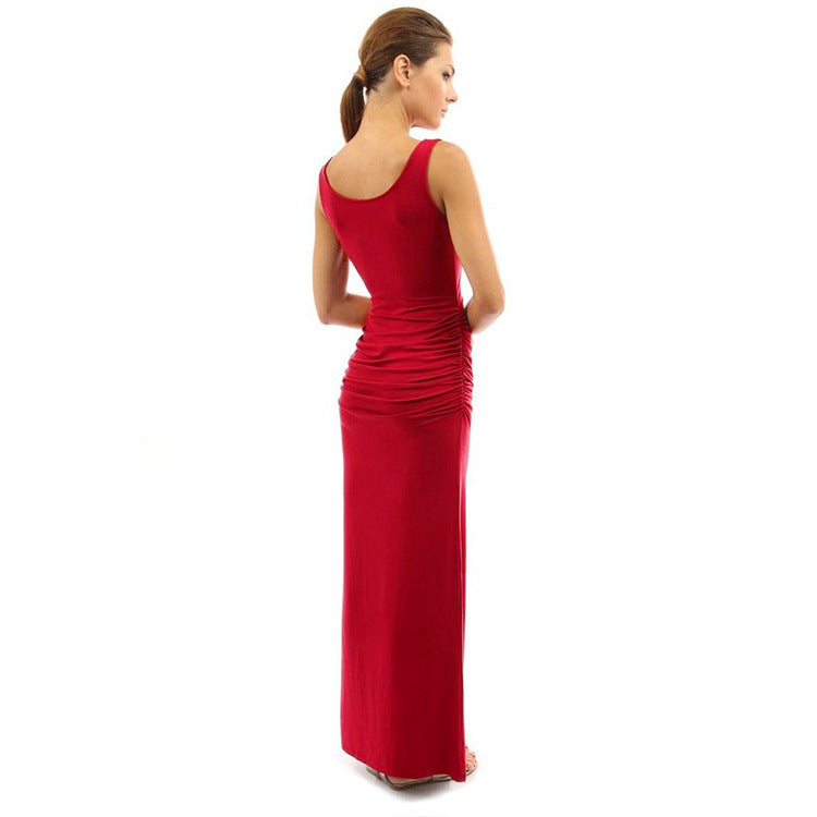 Women's Sexy Sleeveless Slim-fit Pleated Split Dress