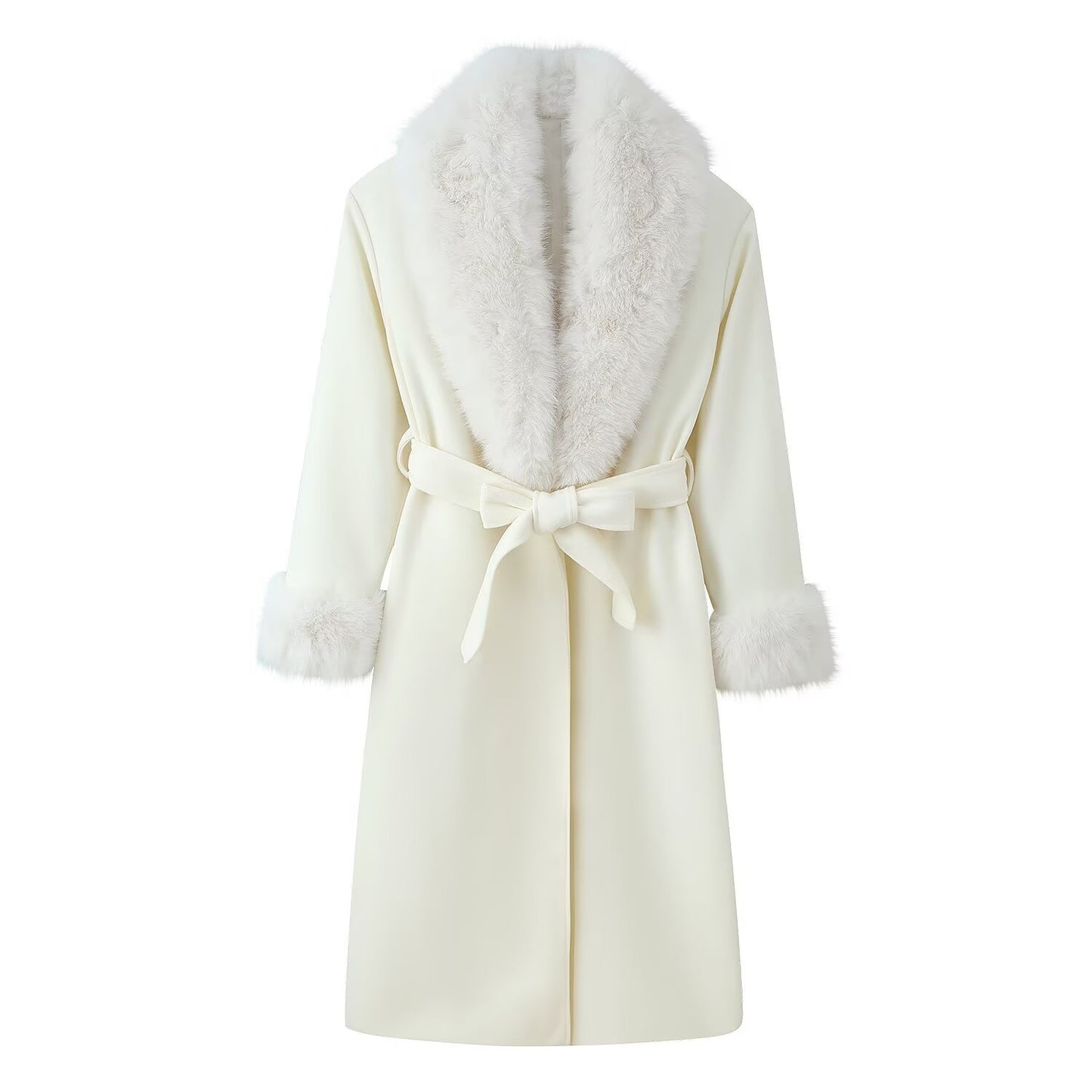 New Winter Womens Solid-color Fluffy Warm Coat