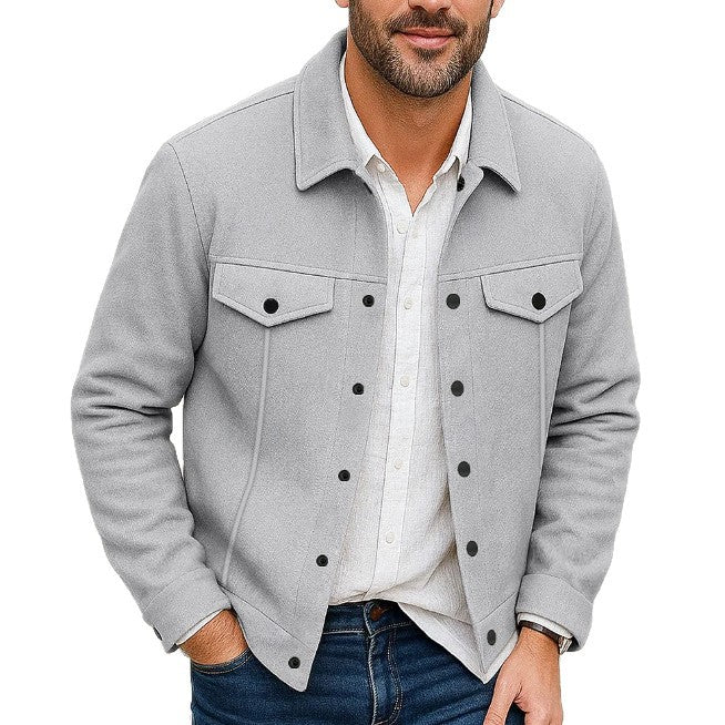 Mens Stylish Casual Wool Coat With A Lapel