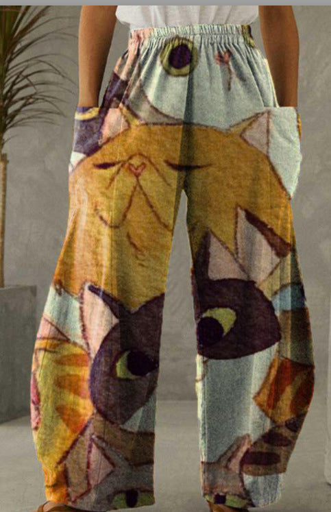 Printed 3D Trendy Irregular Wide-leg Pants